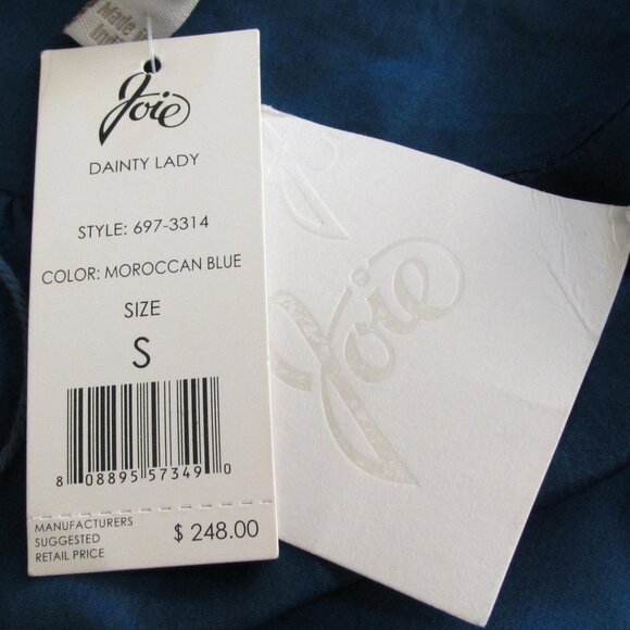 NWT Joie 100% Silk Moroccan Blue Tassel-Drawstrings Spaghetti-Straps Mini Dress - Picture 10 of 10